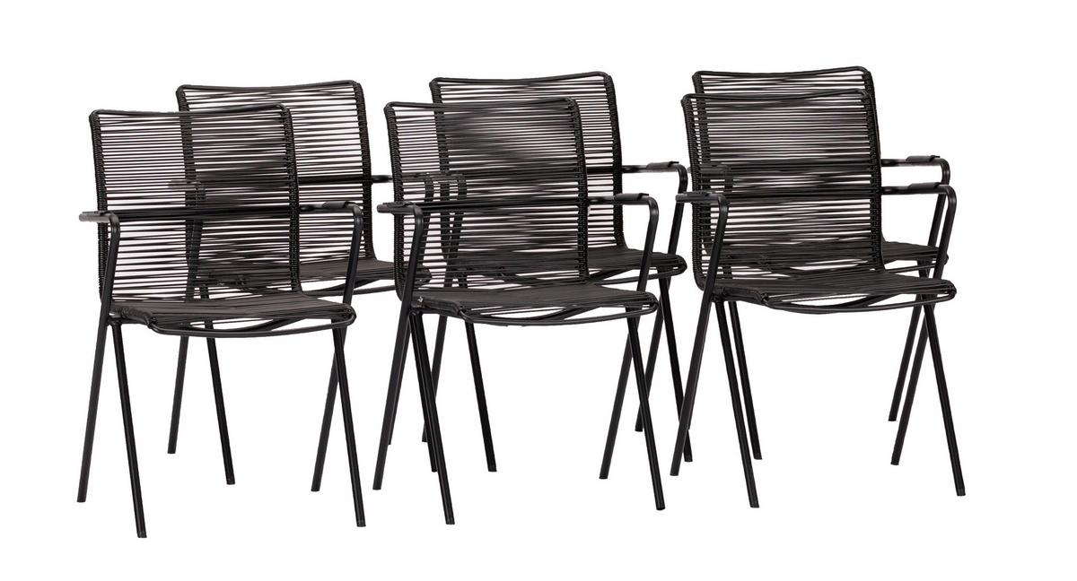 Gartensessel-set 6-tlg. Stapelbar Alpha Rope Aluminium - Anthrazit/Schwarz, Basics, Kunststoff/Metall (55/57/83cm) - Acamp