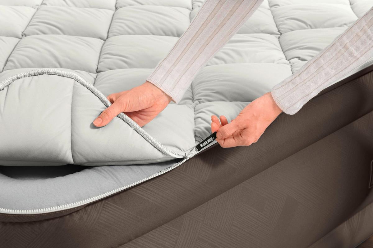 Luftbett Gloria 203x152x51 Cm Bis 350kg, Inkl. Pumpe - Braun/Grau, KONVENTIONELL, Kunststoff/Metall (203/152/51cm) - Bestway