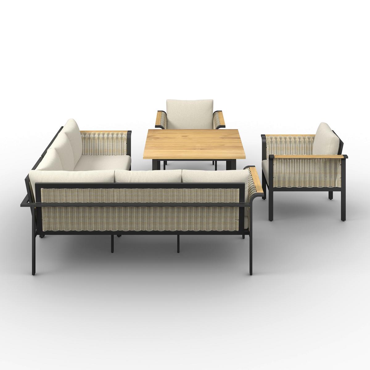 JEDÁLENSKÁ TERASOVÁ SÚPRAVA CASSANDRA - svetlohnedá/farba tíku, Modern, kov/drevo - Bessagi Garden