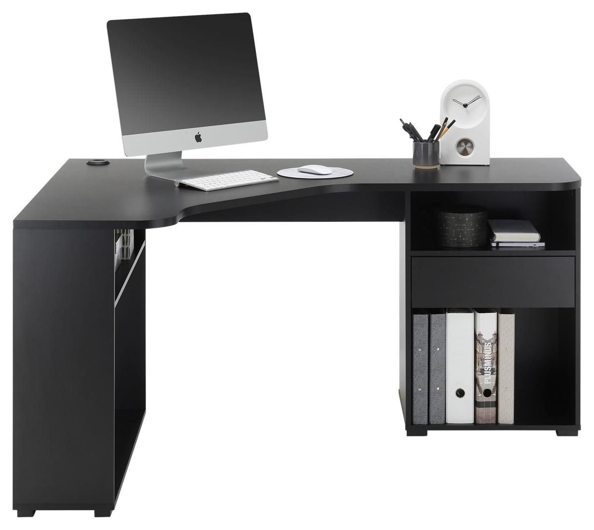 Gaming Tisch Bc 3155 Schwarz B: 110-150 Cm - Schwarz, Design, Holzwerkstoff (110/150/74/50cm) - MID.YOU