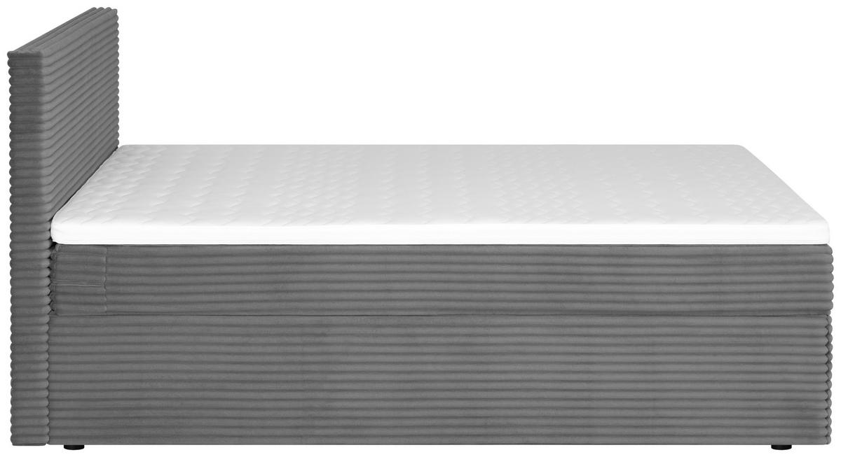 Boxspringbett mit Topper 160x200 Cordoba - Dunkelgrau/Schwarz, Basics, Holz/Textil (160/200cm) - Livetastic
