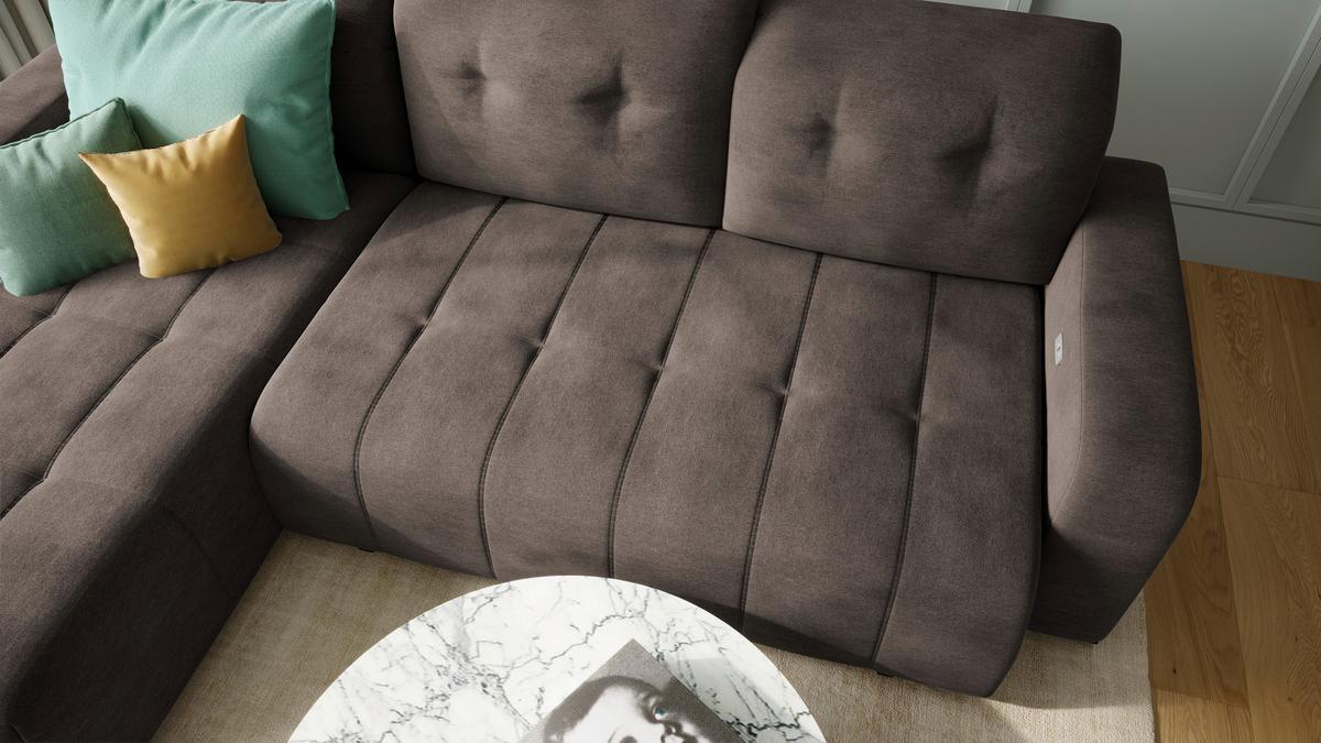 Ecksofa Vicari - Dunkelbraun/Schwarz, MODERN, Textil (292/185cm) - Livetastic