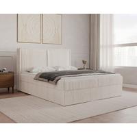 Boxbett Barcelona LF: 180x200 Beige - Beige/Schwarz, MODERN, Holz/Kunststoff (180/200cm) - Livetastic