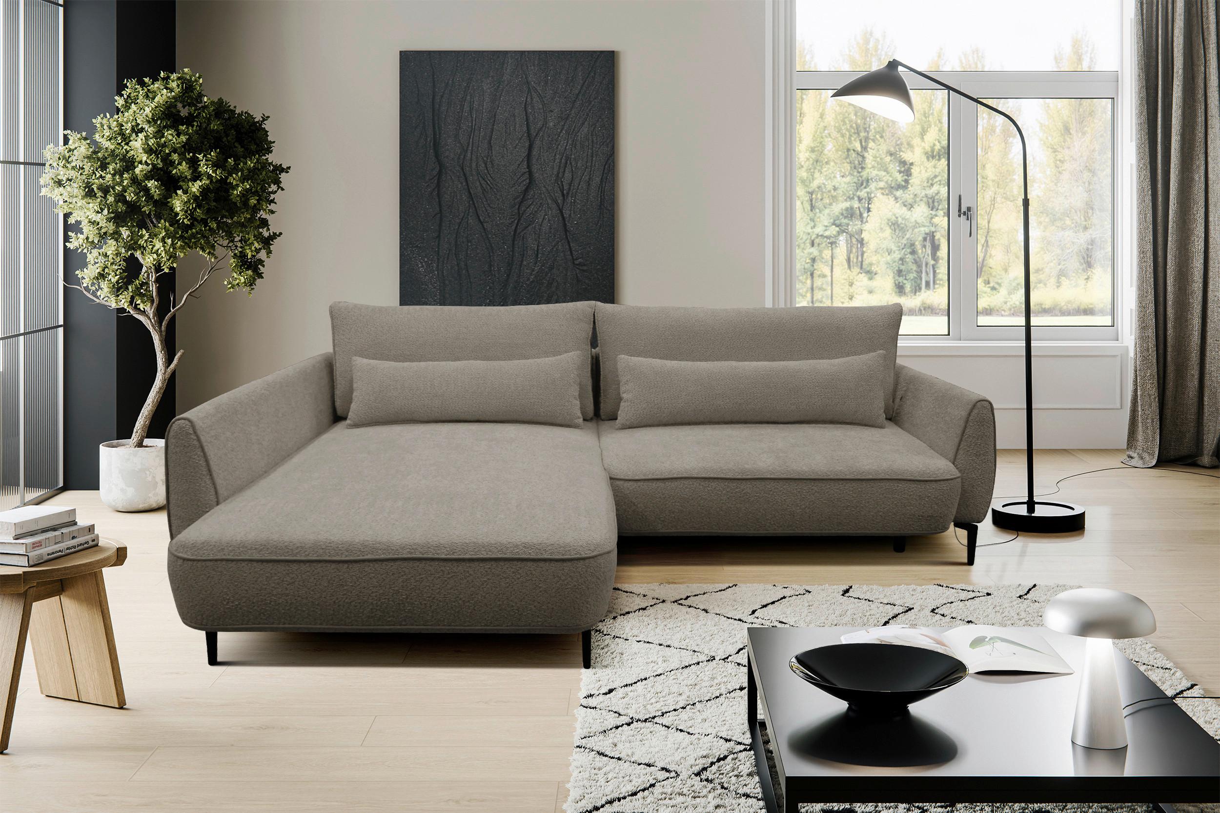 Ecksofa Abriamo Beige 204x273 cm - Beige/Schwarz, Design, Textil (204/273cm) - MID.YOU