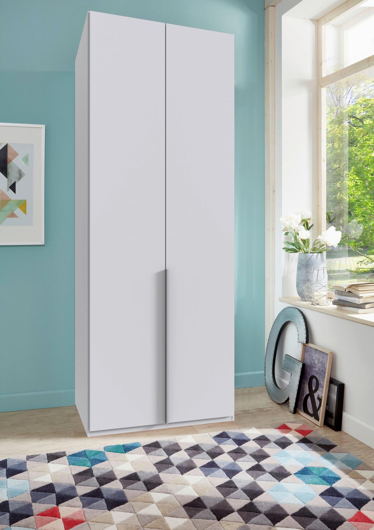 Drehtürenschrank New York Weiß B: 90 cm - Weiß, MODERN, Holzwerkstoff (90/236/58cm) - MID.YOU