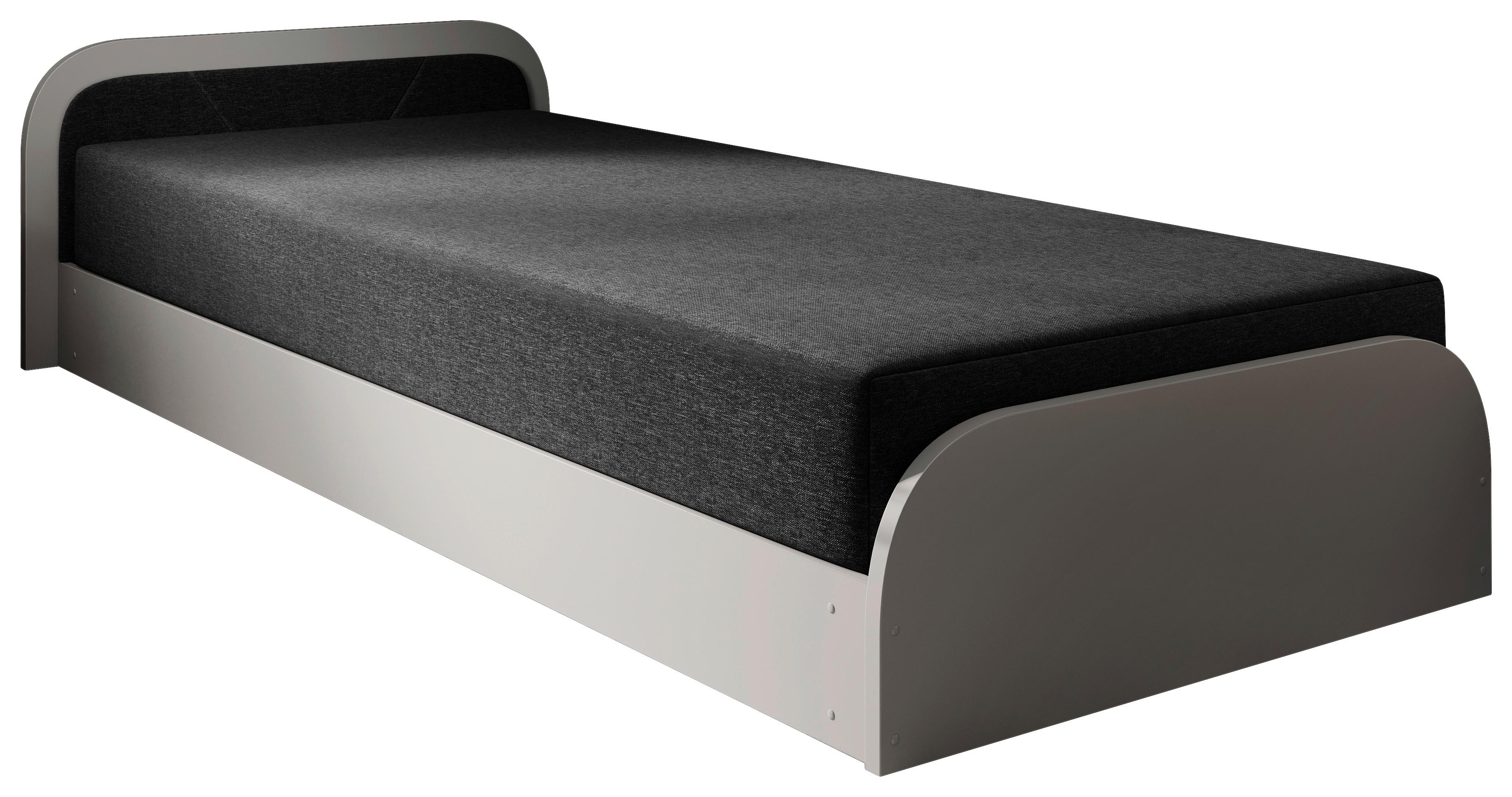Bett Parys Left Graphitfarben Lf: 80x190 Cm - Hellgrau/Schwarz, MODERN, Holz/Textil (80/190cm) - MID.YOU
