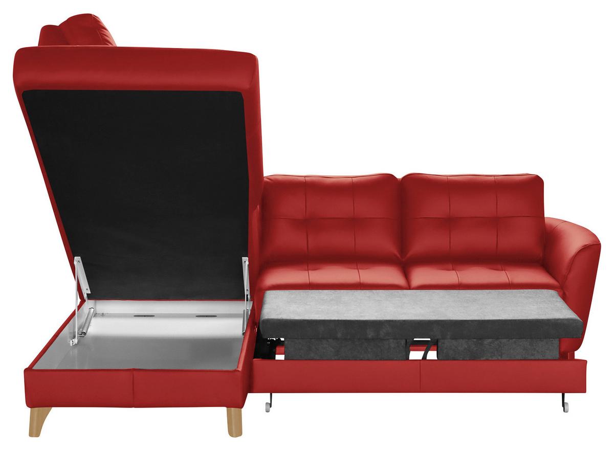 Ecksofa Nordic Rot S: 190x236 cm - Buchefarben/Rot, Design, Leder/Textil (190/236cm) - Livetastic