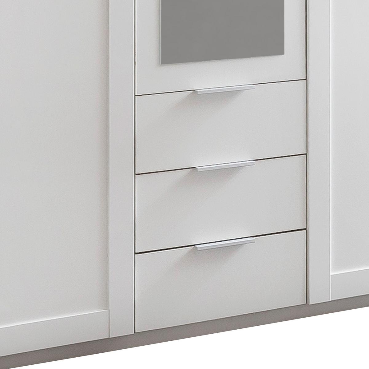 Drehtürenschrank Mit Spiegel + Laden 135cm Nadja, Weiß - Weiß, KONVENTIONELL, Glas/Holzwerkstoff (135/210/59cm) - MID.YOU