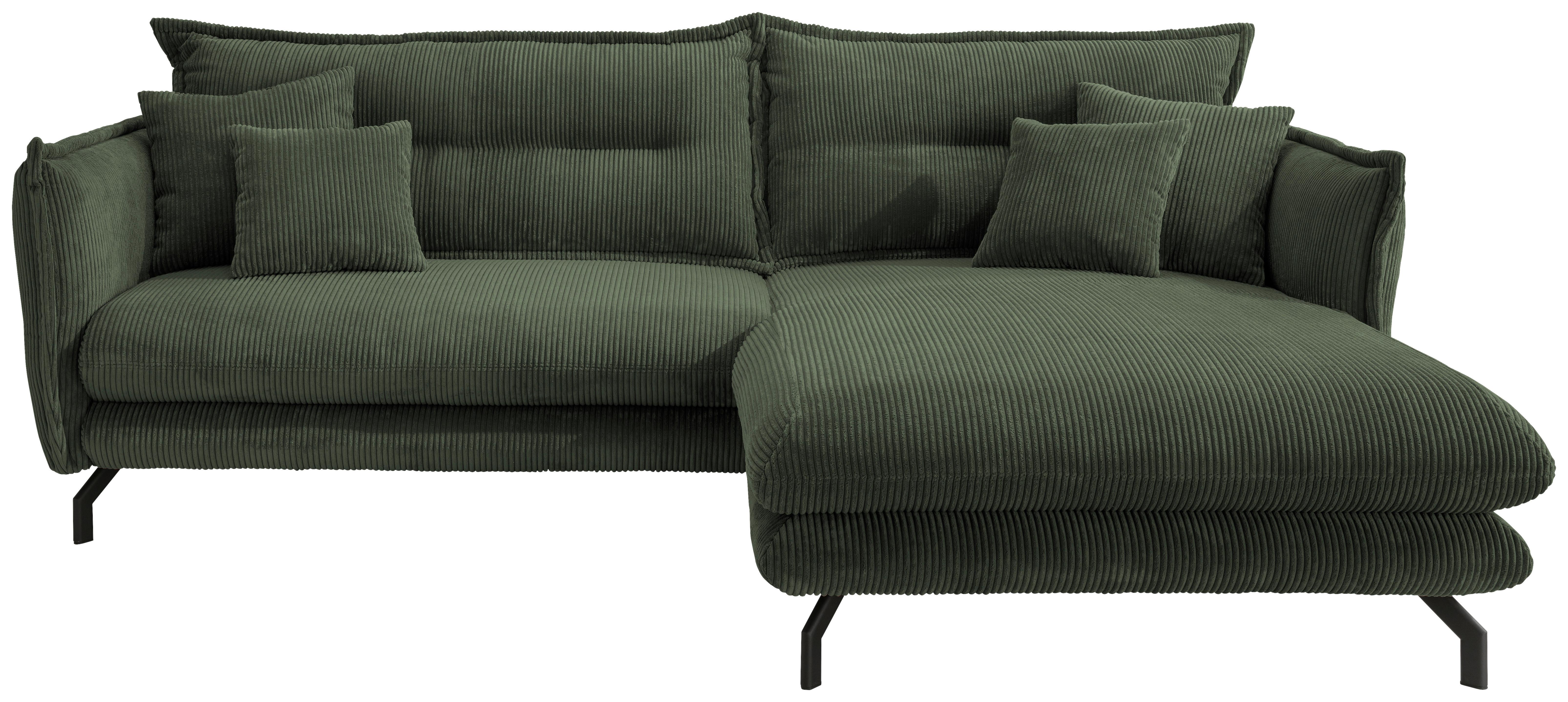 Ecksofa Lava Grün S: 255/180 cm - Schwarz/Grün, MODERN, Textil (255/180cm) - Livetastic