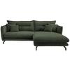 Ecksofa Lava Grün S: 255/180 cm - Schwarz/Grün, MODERN, Textil (255/180cm) - Livetastic