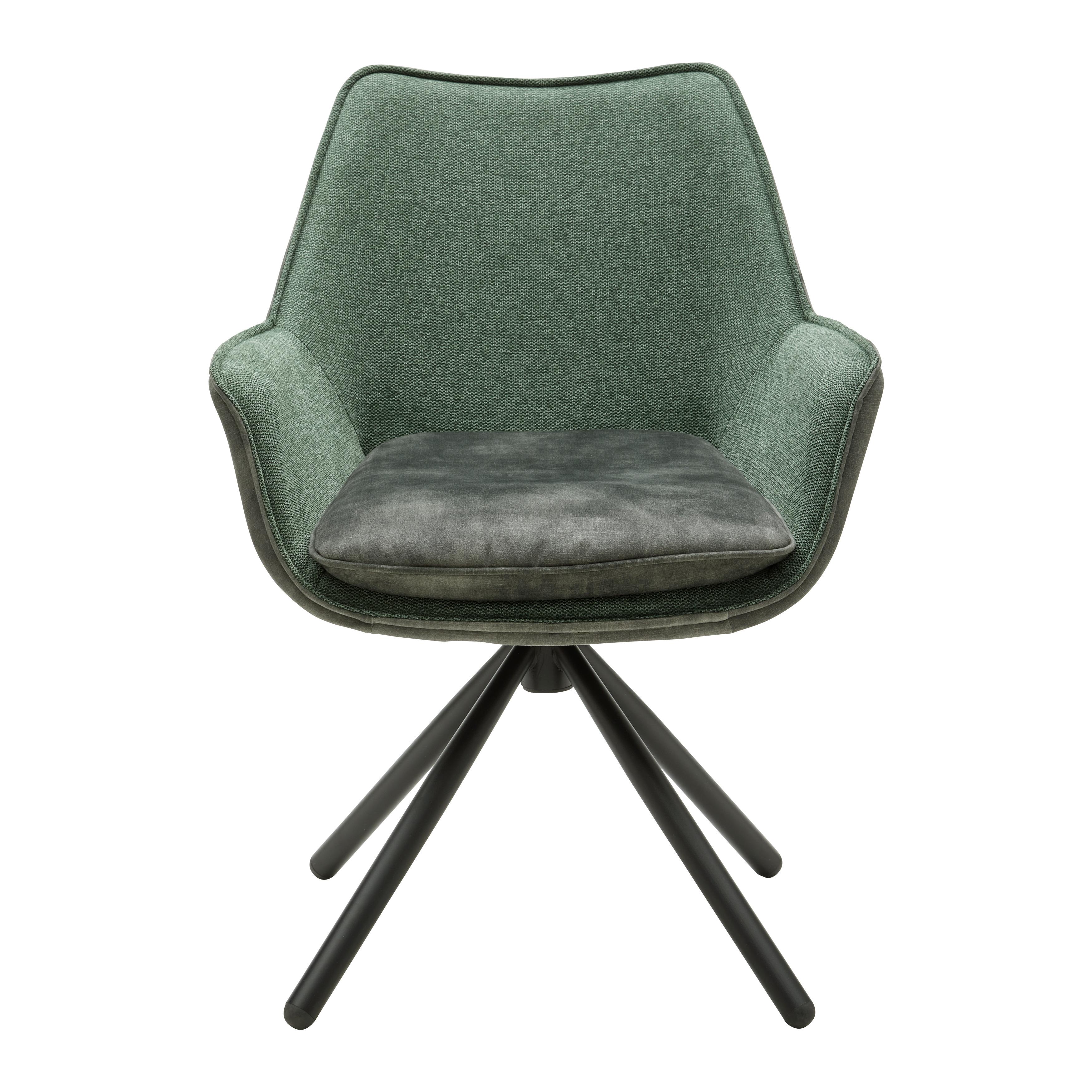 Židle S Podroučkami Norin Zelená - černá/zelená, Moderní, kov/dřevo (62/84/62cm) - Livetastic