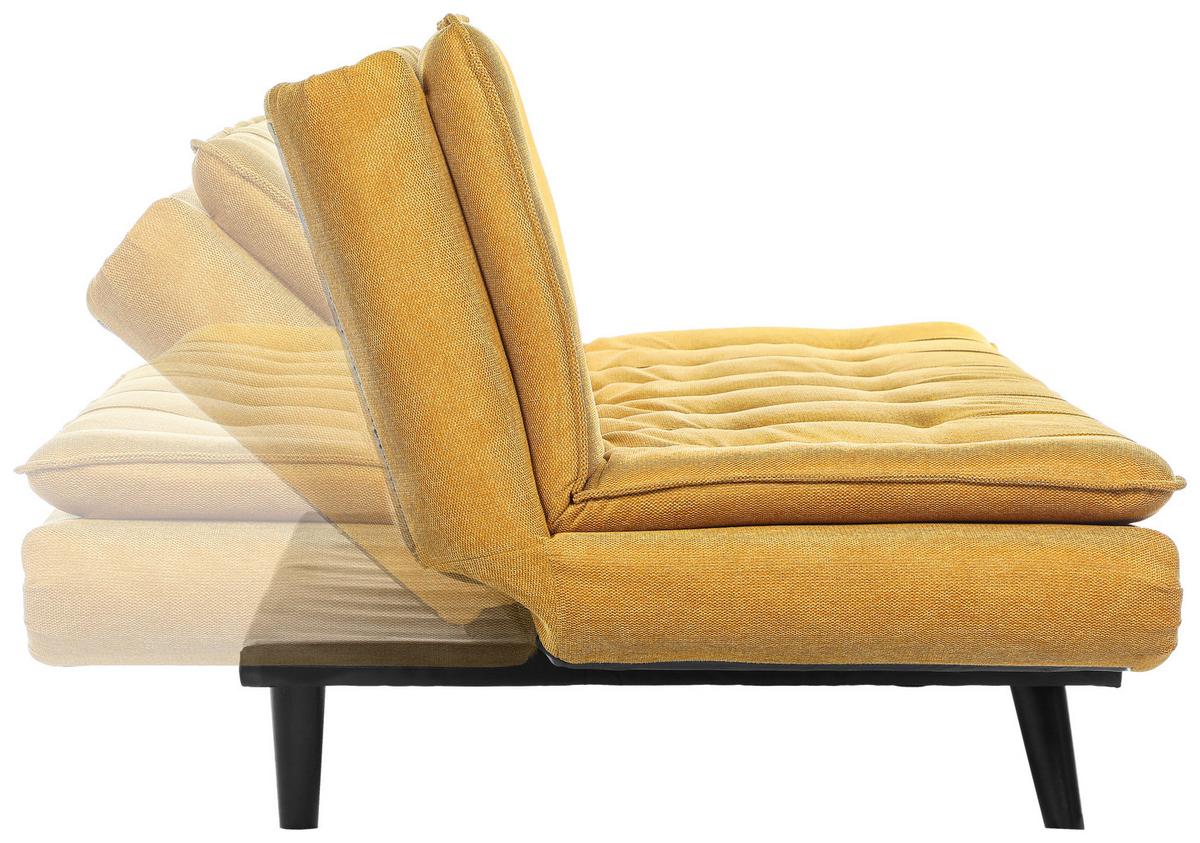 Rozkládací pohovka SUN, žlutá, sklopná, max. 360 kg - černá/žlutá, Moderní, dřevo/textil (190/83/93cm) - Mömax