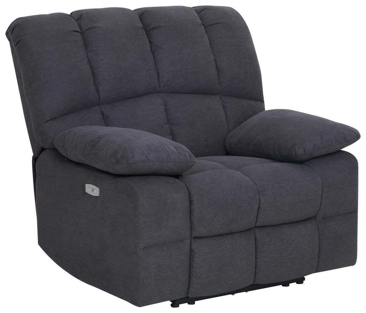 Relaxačné kreslo BOLTON, sivá, el.relaxačná funkcia - sivá, Basics, kov/drevo (108/103,5/96,5cm)