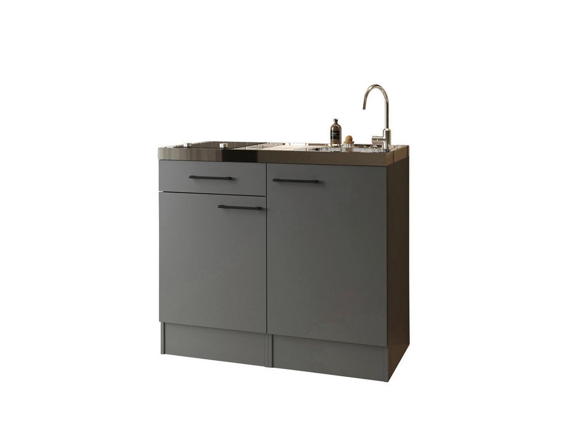 MINIKÜCHE Oliver, Grau B: 100 cm - Grau, Trend, Holzwerkstoff (100cm) - Respekta