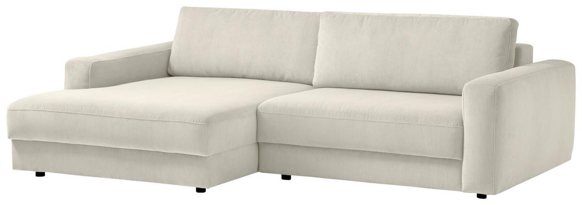 Ecksofa Bourbon - Creme/Schwarz, MODERN, Textil (176/250cm) - Trendmanufaktur
