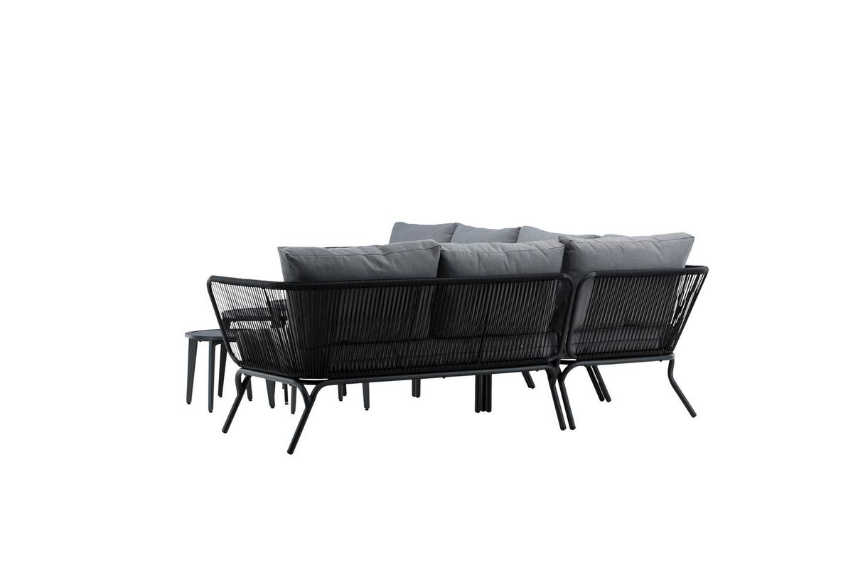 Dining-Loungeset Roxo - Schwarz/Grau, KONVENTIONELL, Textil/Metall - Gardenson