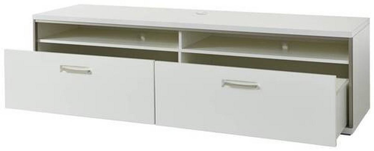 TV-Element Trento B: 184 cm Silberfarben/Weiß - Weiß Hochglanz/Silberfarben, Design, Holzwerkstoff/Metall (184/51/52cm) - Livetastic