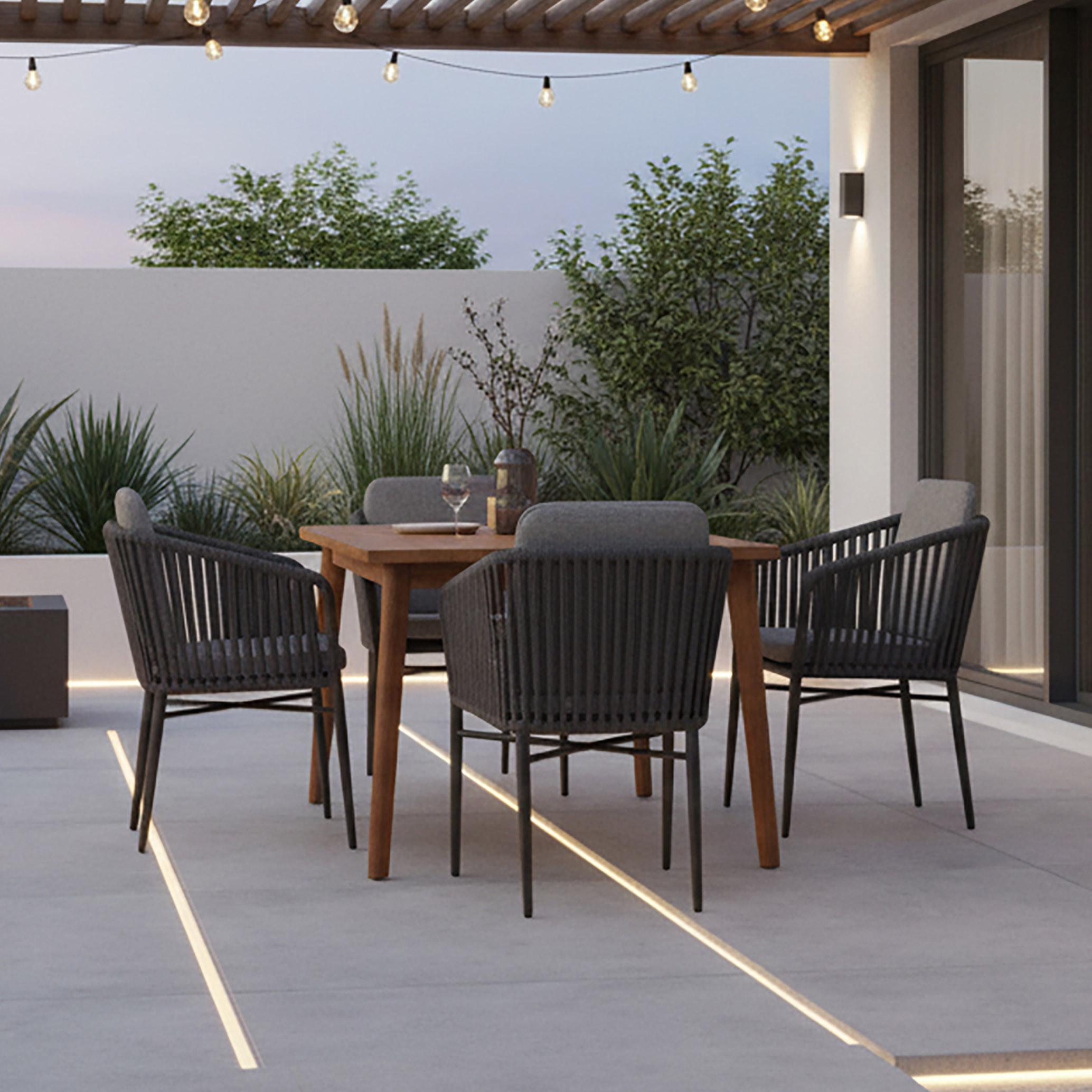 Gartengarnitu 5-Tlg. Atacama Holz/Kunststoff/Metall - Grau/Akaziefarben, Basics, Holz/Kunststoff (180/90/76cm) - Gardenson