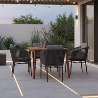 Gartengarnitu 5-Tlg. Atacama Holz/Kunststoff/Metall - Grau/Akaziefarben, Basics, Holz/Kunststoff (180/90/76cm) - Gardenson