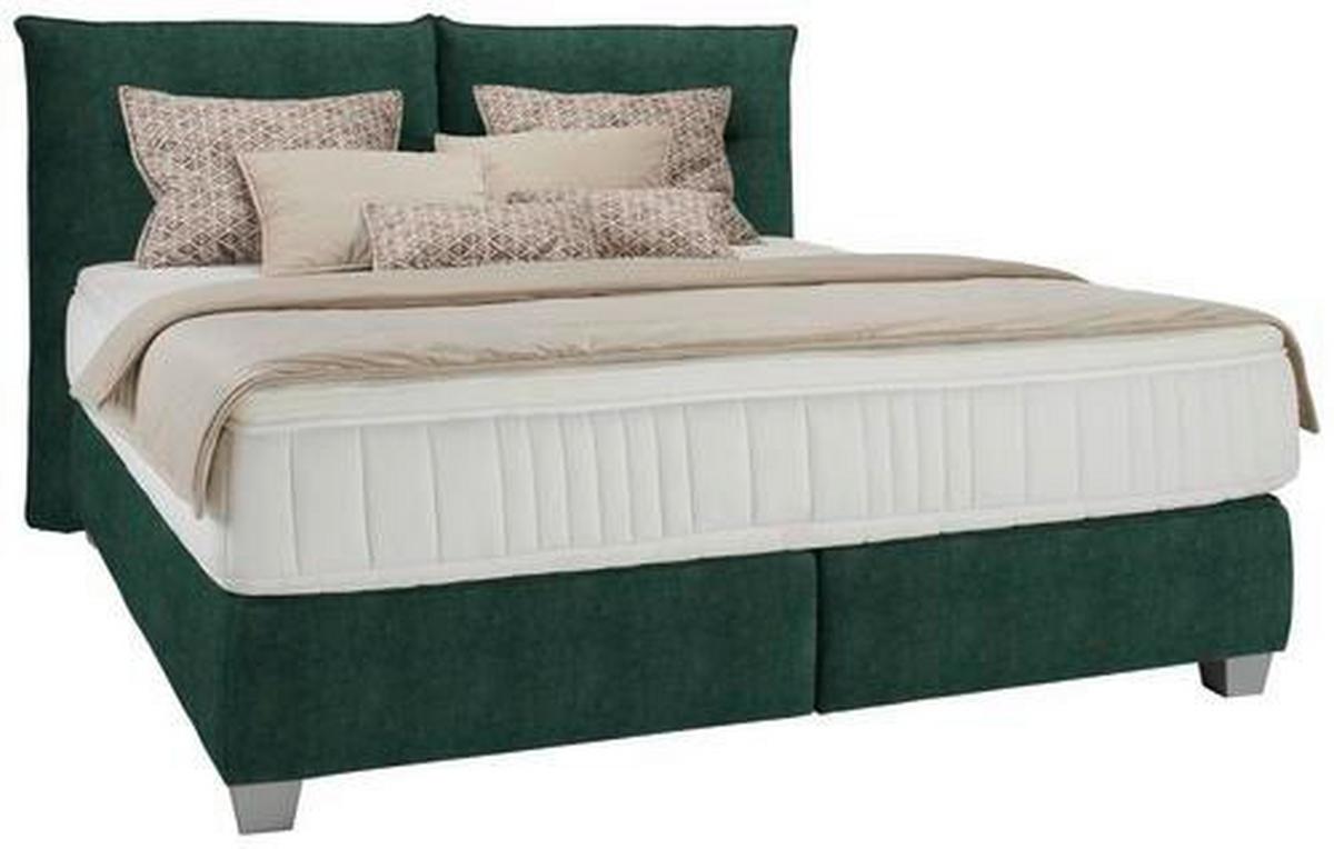 Postel boxspring Fog 180x200cm,zelená - barvy stříbra/zelená, Lifestyle, dřevo/textil (180/200cm) - Premium Living