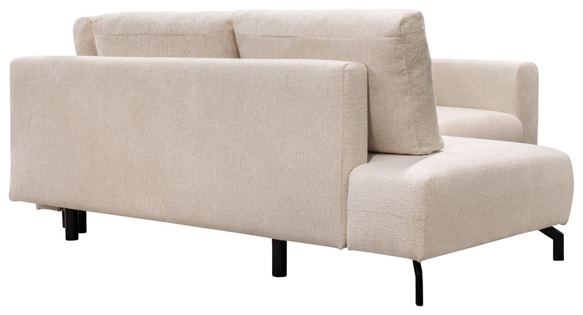 Rohová sedačka VENI, ľavá, béžová žinylka - černá/béžová, Moderní, kov/textil (210/272cm)