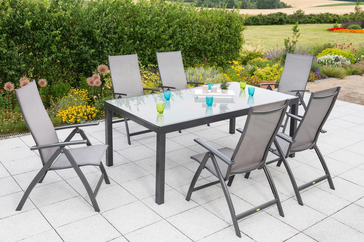 Gartenset Vicenza - Graphitfarben/Braun, MODERN, Textil/Metall - Gardenson