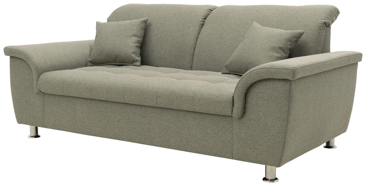 2-Sitzer-Sofa Franzi Armlehnen Silberfarben Webstoff - Chromfarben/Graubraun, KONVENTIONELL, Textil (190/81/97cm) - MID.YOU