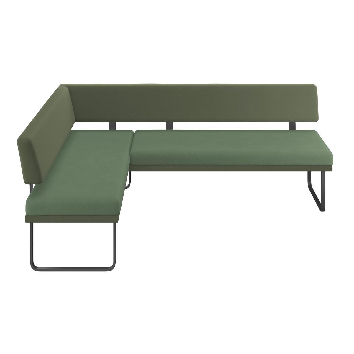 Eckbank Kian Webstoff Grün,  S:164x233 cm - Schwarz/Grün, Trend, Textil/Metall (164/233cm)