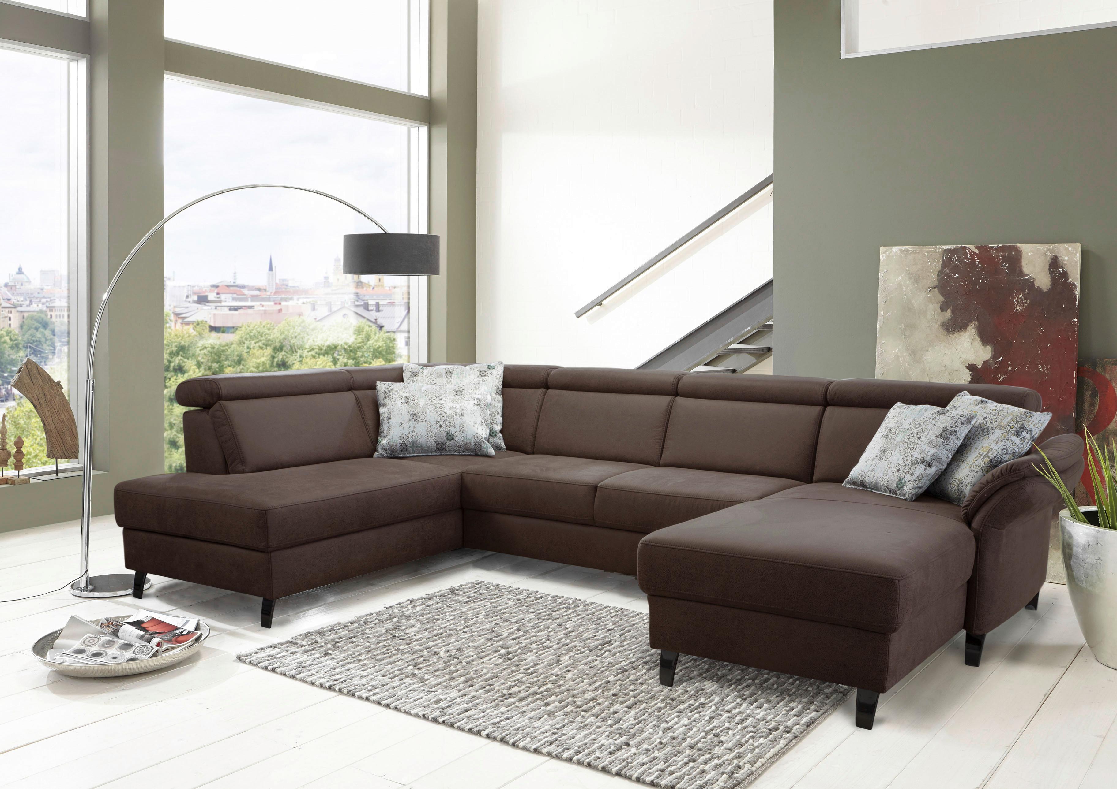 Wohnlandschaft Arngast links cognac, 193x317x165 cm - Cognac/Schwarz, KONVENTIONELL, Textil (193/317/165cm) - Sit & More