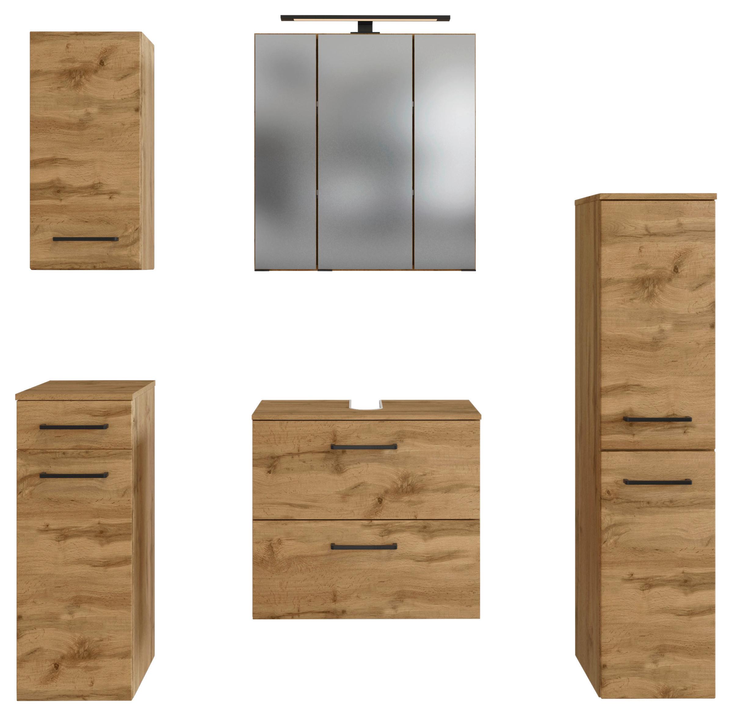 Badmöbel-Set Manchester B: 120 cm Eiche Wotan Dekor - Eichefarben, MODERN, Holzwerkstoff (120cm) - Held