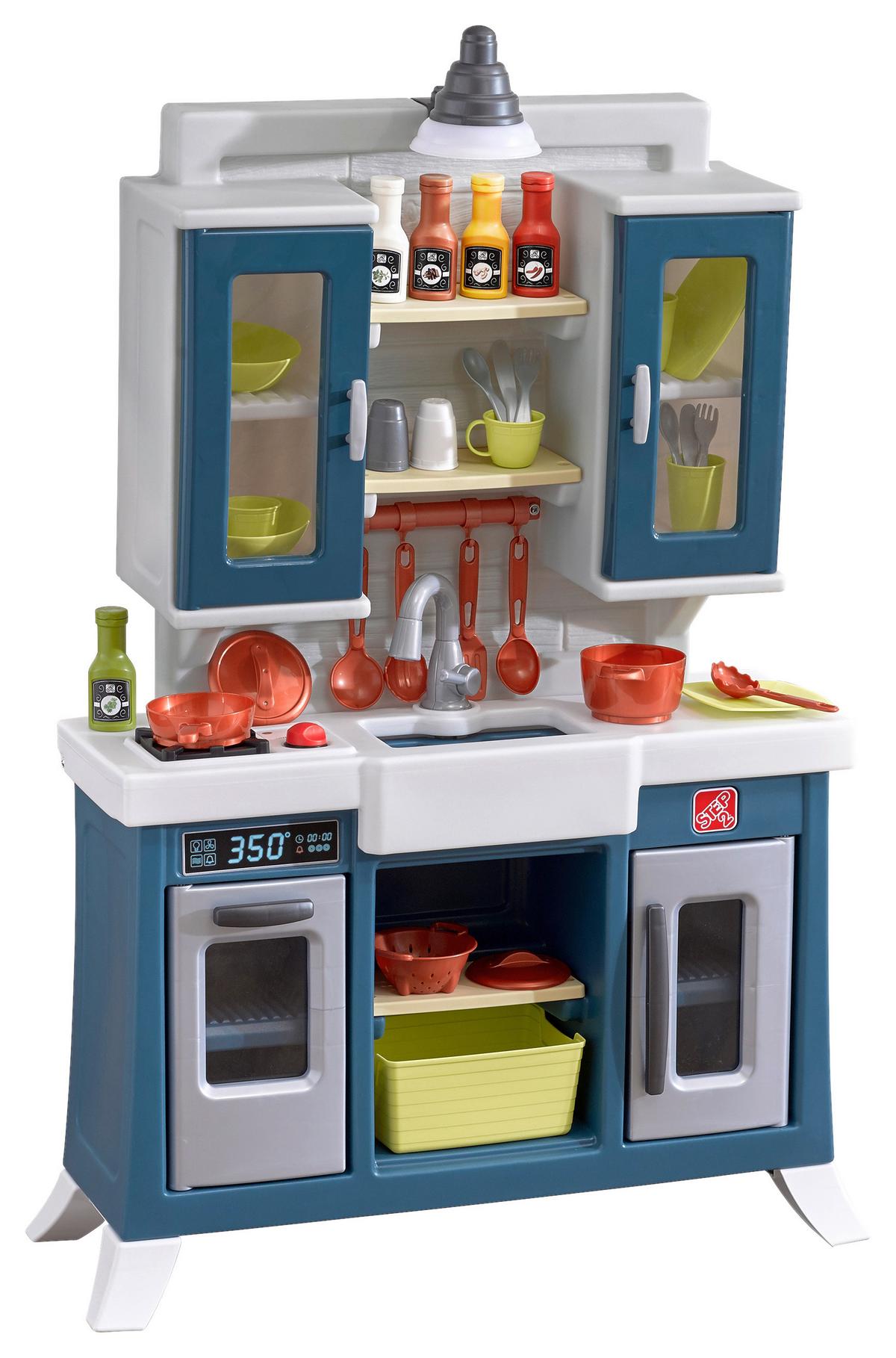 Spielküche Modernes Landhaus Kunststoff Ab 1,5 Jahre, Sound - Blau/Weiß, Basics, Kunststoff (76,2/121,9/27,9cm) - Ambia Garden