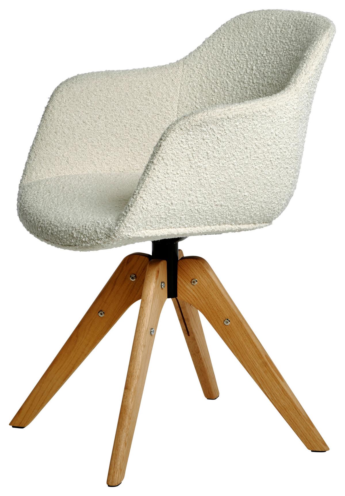 Armlehnstuhl Shell Weiß /eichefarben Echtholz-Beine - Eichefarben/Weiß, MODERN, Holz/Kunststoff (56,5/59/79cm) - Livetastic