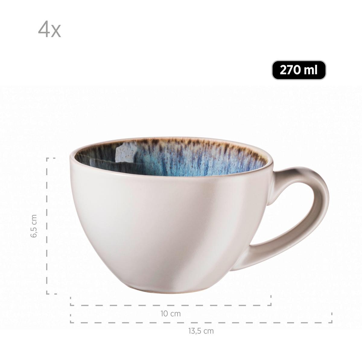 Kaffeeservice Frozen Steinzeug 4 Personen Geschirr Set - Blau, Basics, Keramik (13,5/6,5/10cm) - Mäser