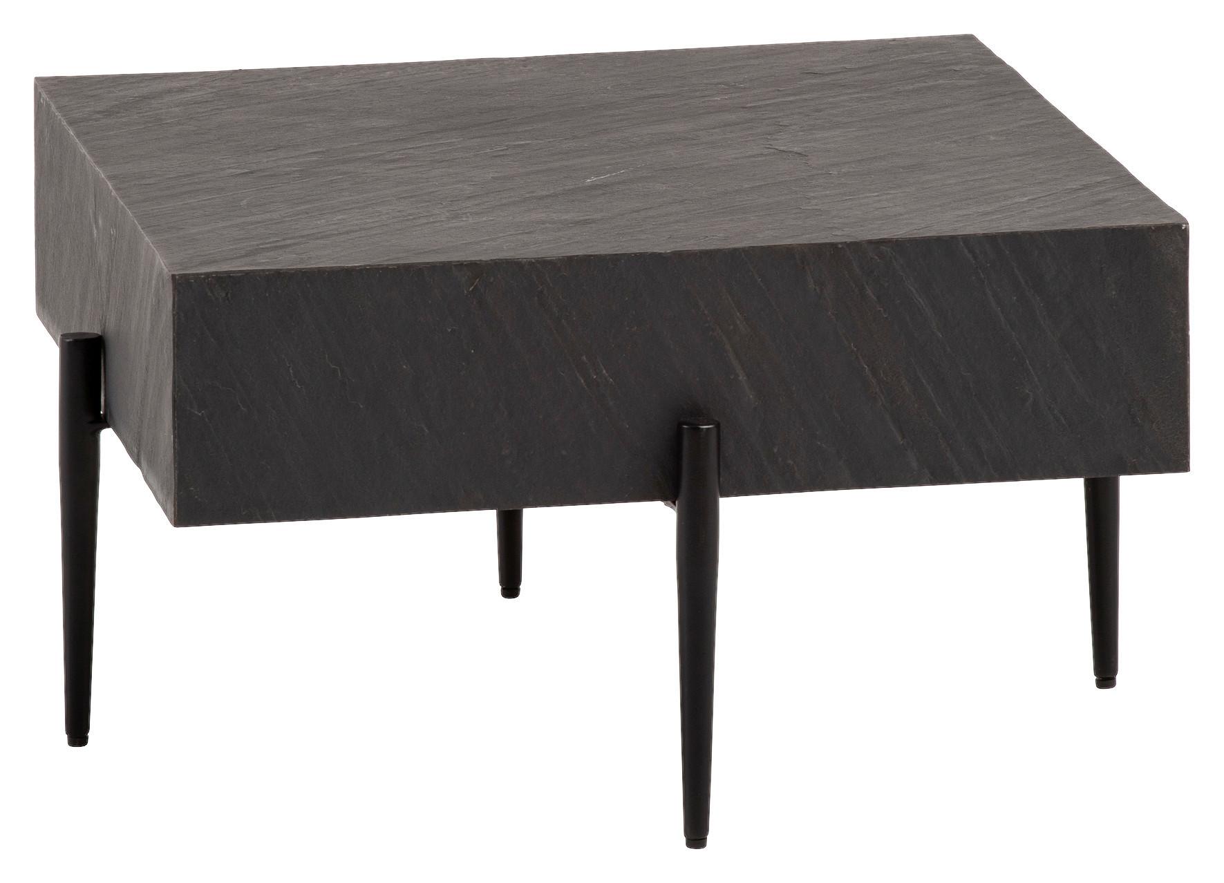 Konferenčný stolík mango masív - čierna/antracitová, Design, kov/drevo (64/64/35cm) - MID.YOU