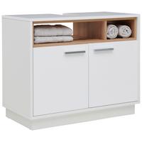 SKRINKA POD UMÝVADLO MILANO - biela/chrómová, Modern, kov/kompozitné drevo (80/64/40cm)