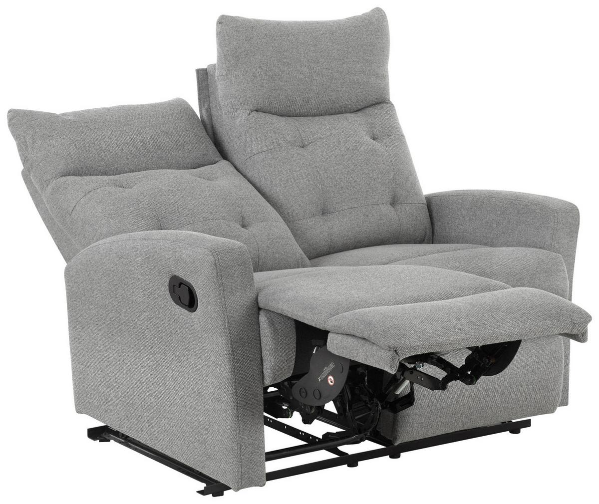 Sitzgarnitur 3-tlg. Nuvia Mit Relaxfunktion Grau - Schwarz/Grau, Design, Textil - Livetastic