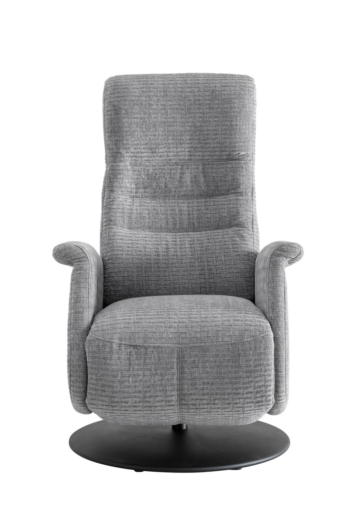 Relaxsessel Latina Grau 360 Grad drehbar, B: 72 cm - Schwarz/Grau, MODERN, Textil (72/118/85-165cm) - Livetastic