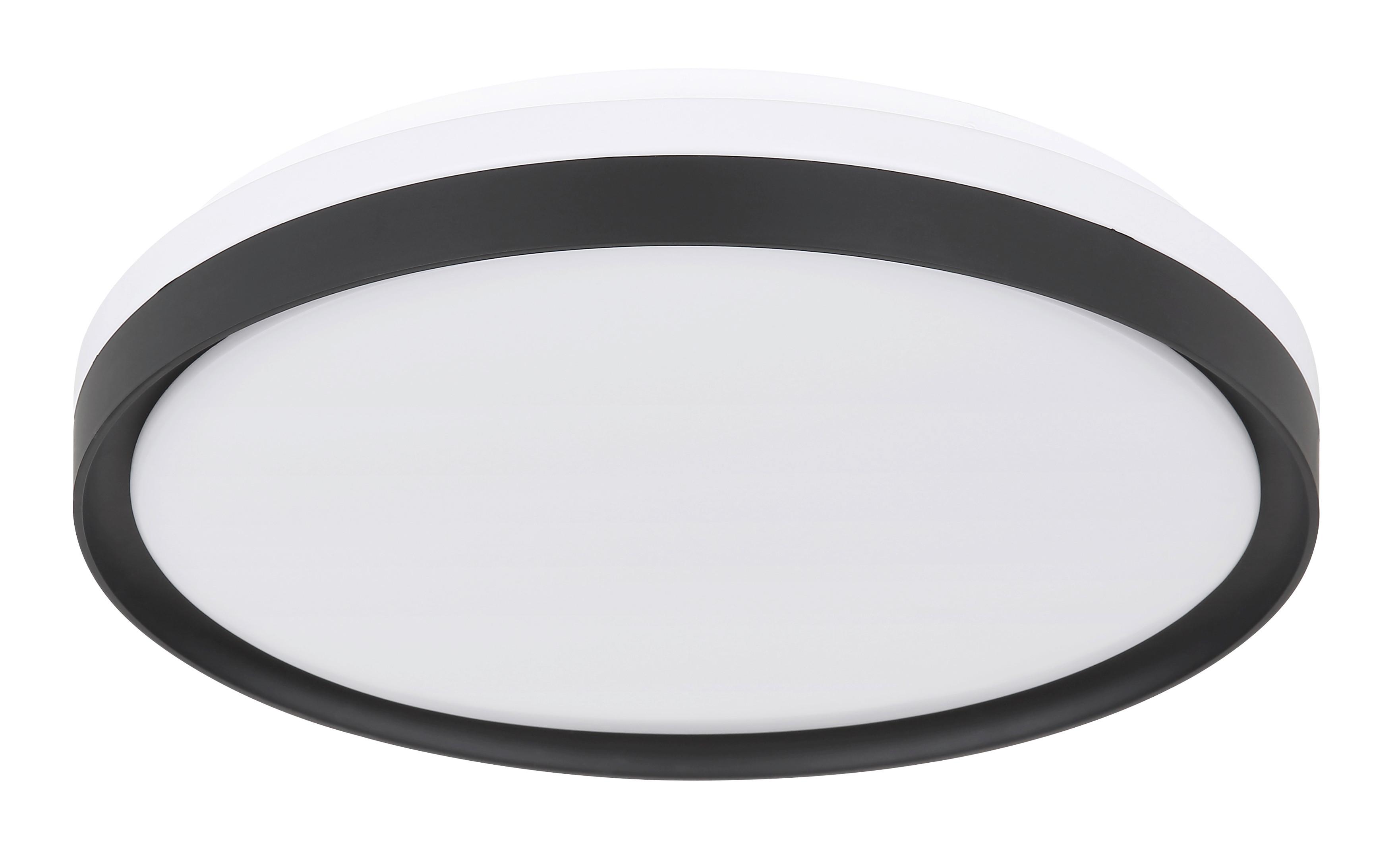 LED-Deckenleuchte Ø 39 cm mit Farbtemperaturwechsler - Opal/Schwarz, Design, Kunststoff/Metall (39/39/8cm) - Globo