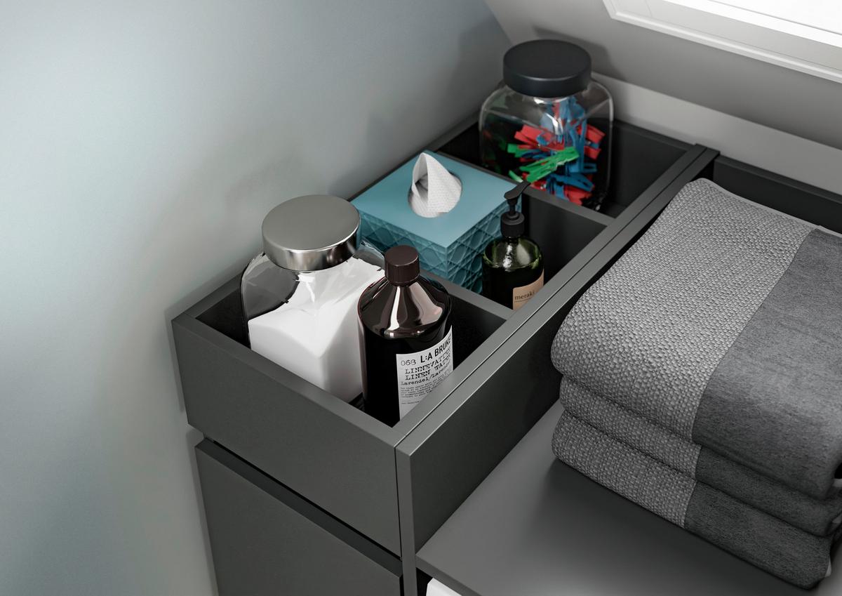 Waschmaschinenschrank Free Anthrazit B: 124cm - Anthrazit/Schwarz, Basics, Holzwerkstoff (124/101/60cm) - MID.YOU