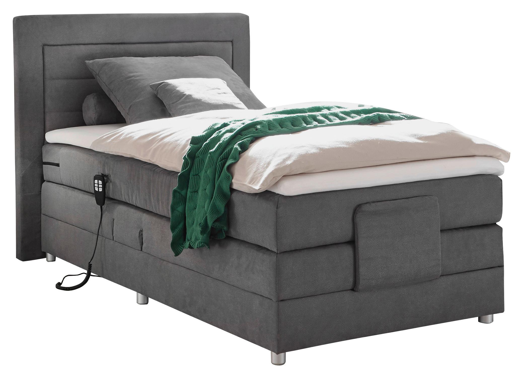 Polohovatelná Boxspring Postel Saba, 100x200, Šedá - šedá/barvy stříbra, Basics, kompozitní dřevo/textil (100/200cm) - MID.YOU