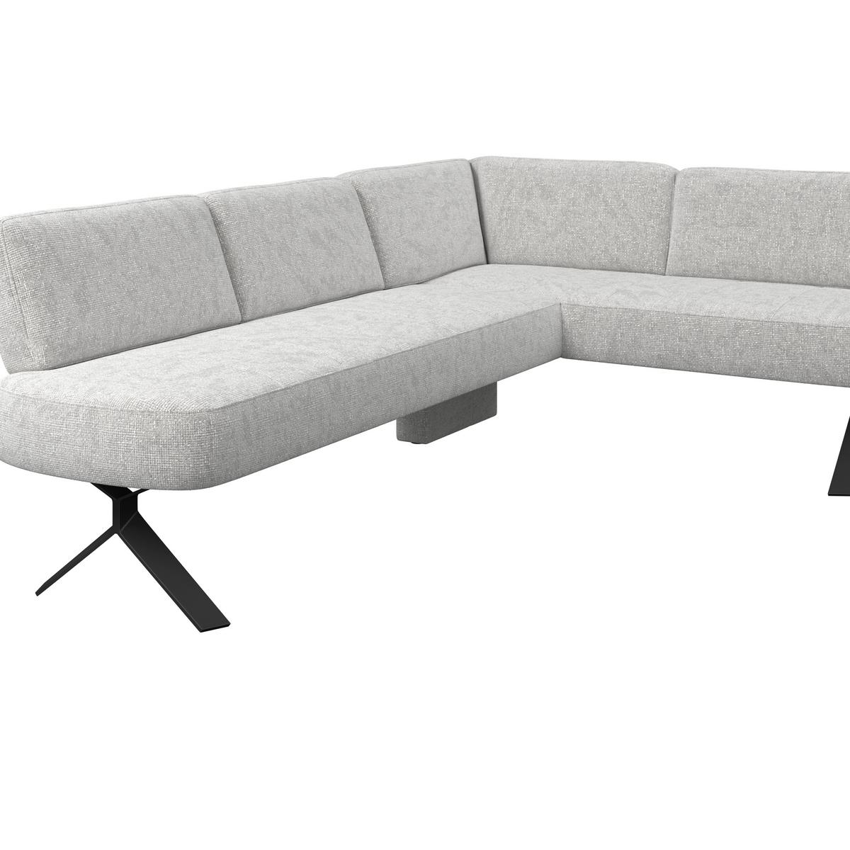 Eckbank hellgrau/Metallbeine Ulmo, S:248x176cm - Hellgrau/Schwarz, MODERN, Textil/Metall (248/176cm)