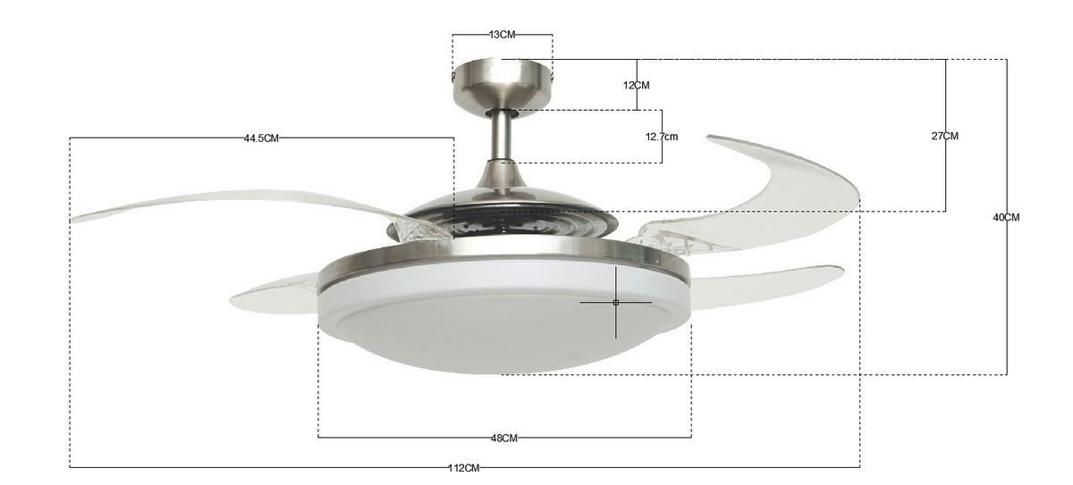 Deckenventilator Fanaway Chromfarben 4 Flügel Mit Licht - Chromfarben/Transparent, Basics, Kunststoff/Metall (122/41cm) - P & B