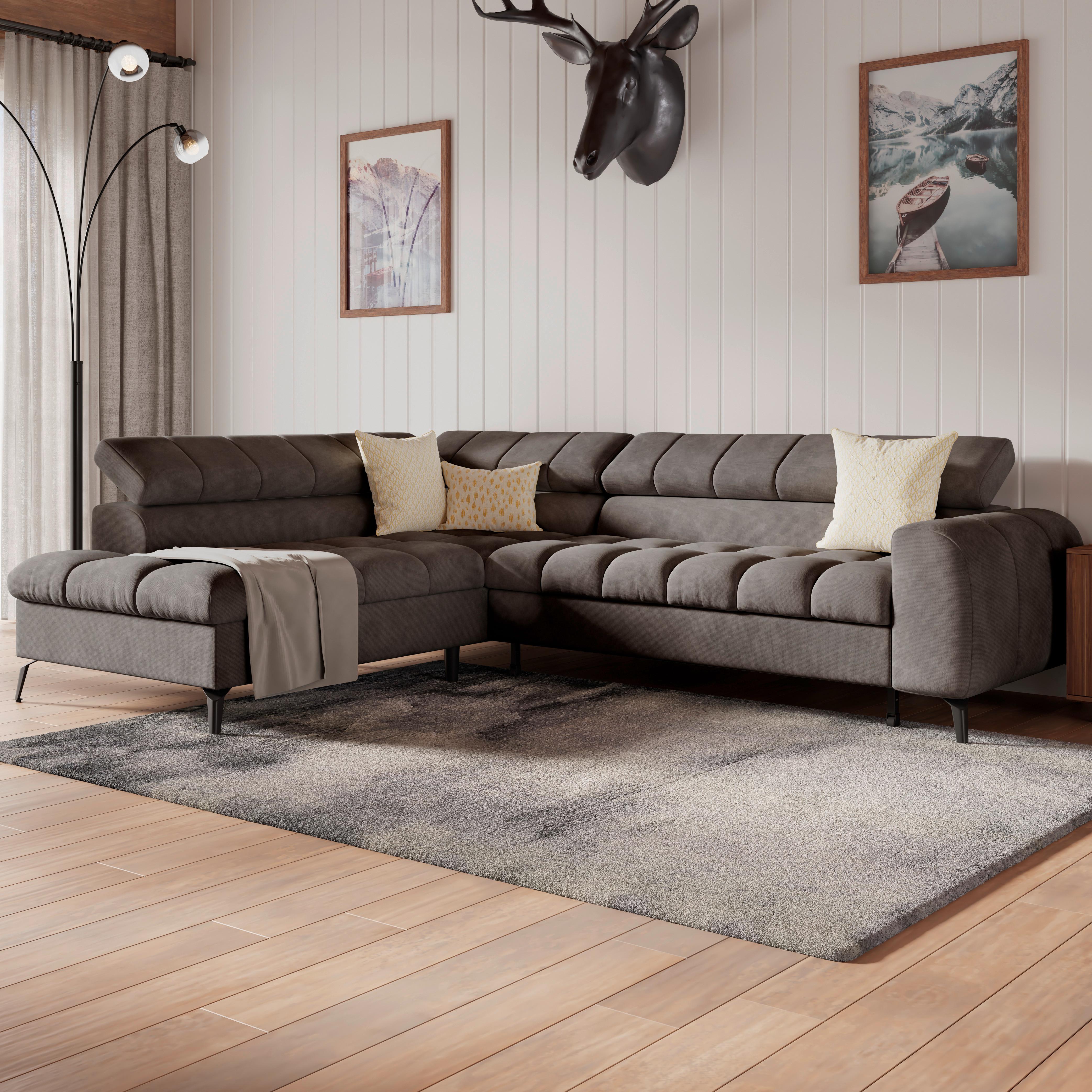 Ecksofa Volf Links New Schwarz, S: 203x261 cm - Schwarz, Trend, Kunststoff/Textil (203/261cm)