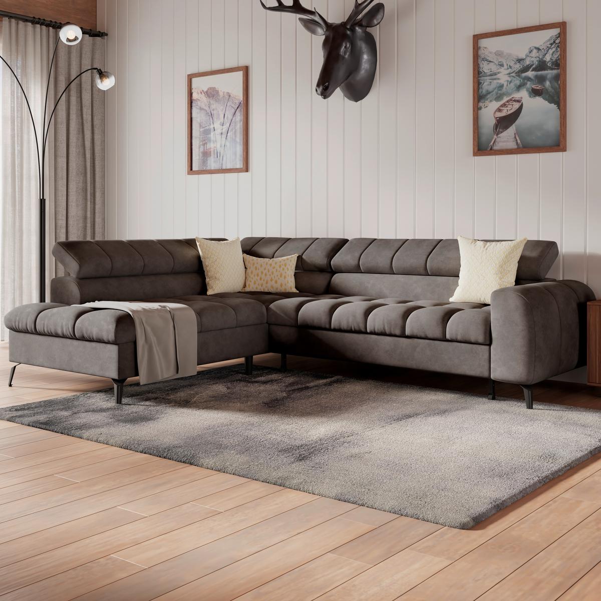 Ecksofa Mit Schlaffunktion & Bettkasten Volf Schwarz - Schwarz, Trend, Kunststoff/Textil (203/261cm)