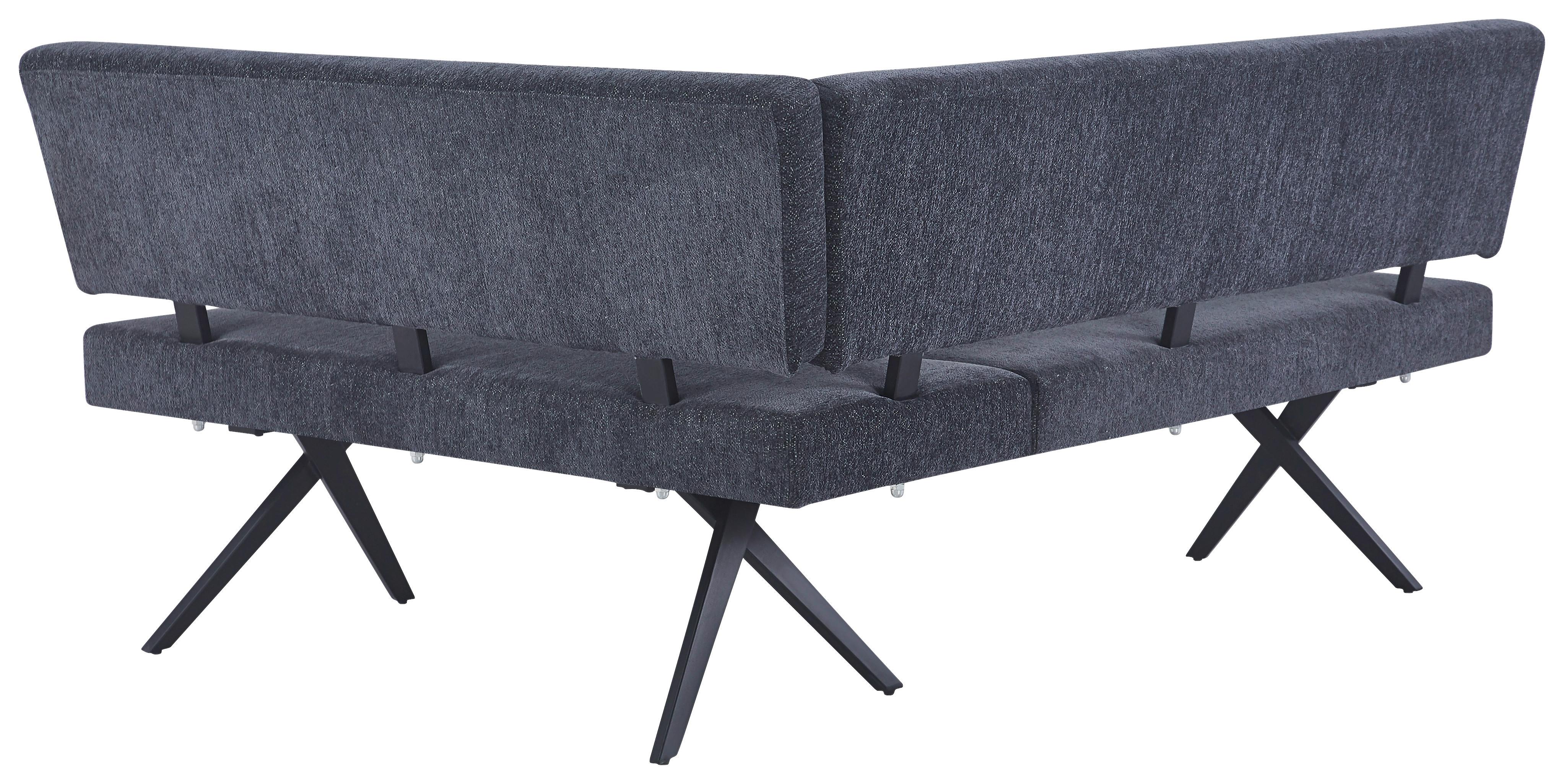 Eckbank Chios Leinenoptik Grau, S: 190x150cm - Dunkelgrau/Schwarz, KONVENTIONELL, Textil/Metall (190/150cm) - MID.YOU