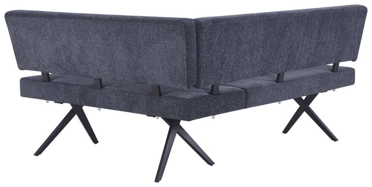 Eckbank Chios Leinenoptik Grau, S: 190x150cm - Dunkelgrau/Schwarz, KONVENTIONELL, Textil/Metall (190/150cm) - MID.YOU