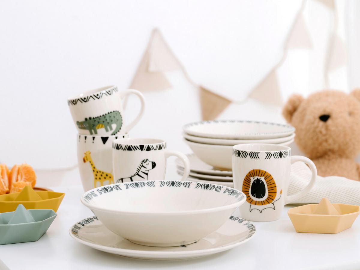 Kindergeschirrset 3 -Teilig. Steinzeug, Löwe - Multicolor, Basics, Keramik - Creatable