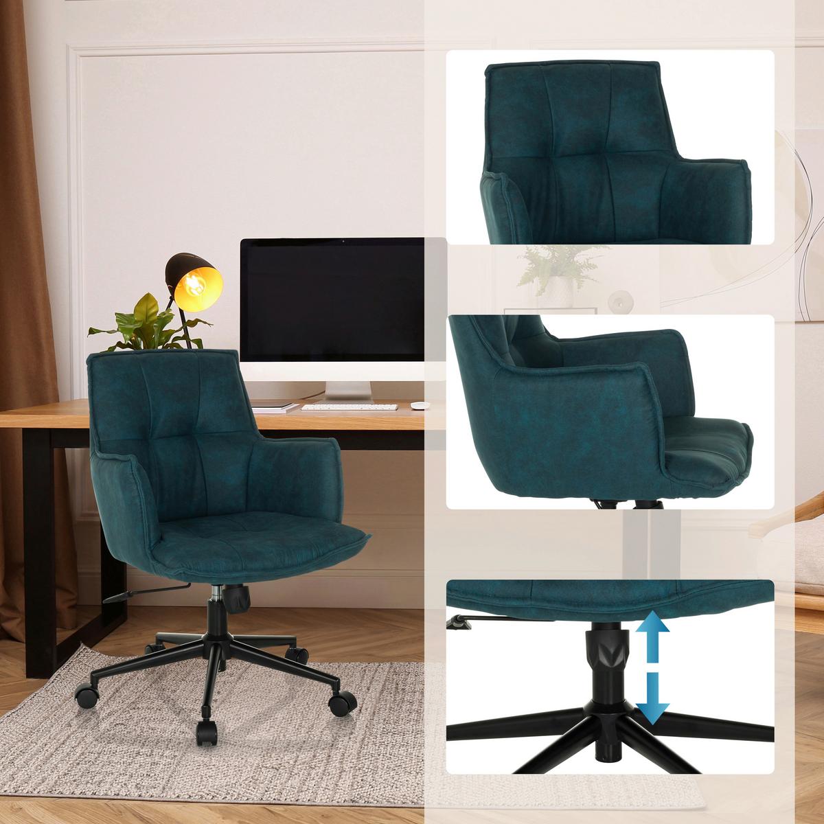 Drehstuhl Solao Life Dunkelblau B: 54 cm - Schwarz/Dunkelblau, MODERN, Kunststoff/Textil (54/85/70cm) - MID.YOU