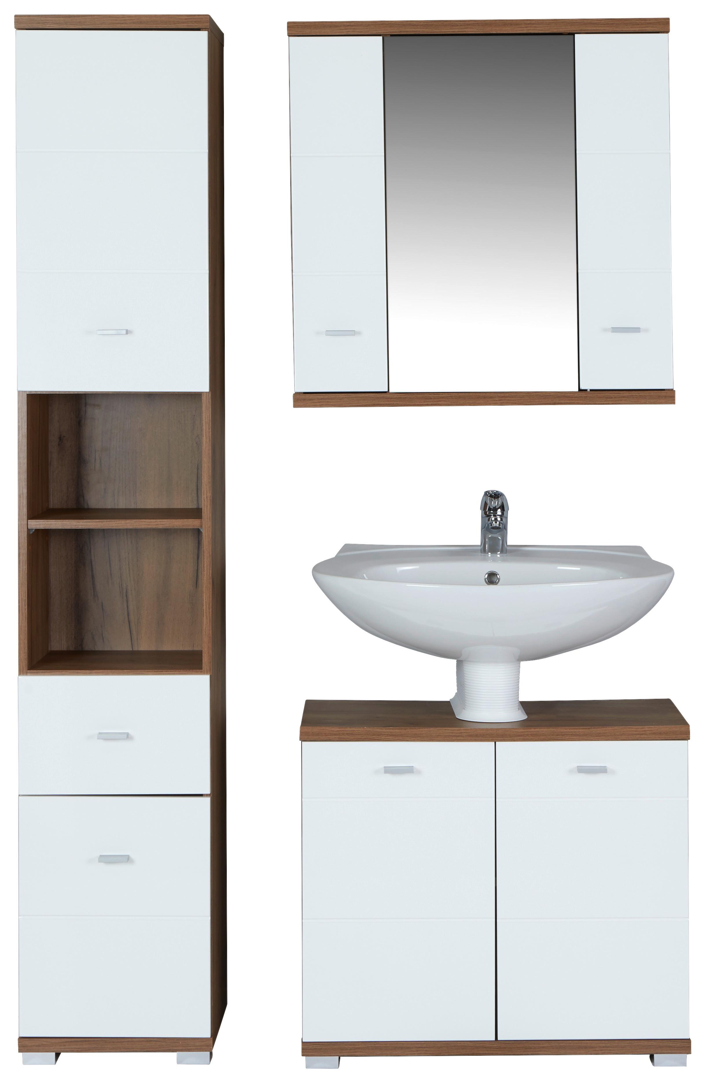Badezimmer Bari Eiche Dekor 3-Teilig - Eichefarben/Weiß, KONVENTIONELL, Holzwerkstoff (105,5/190/32cm)