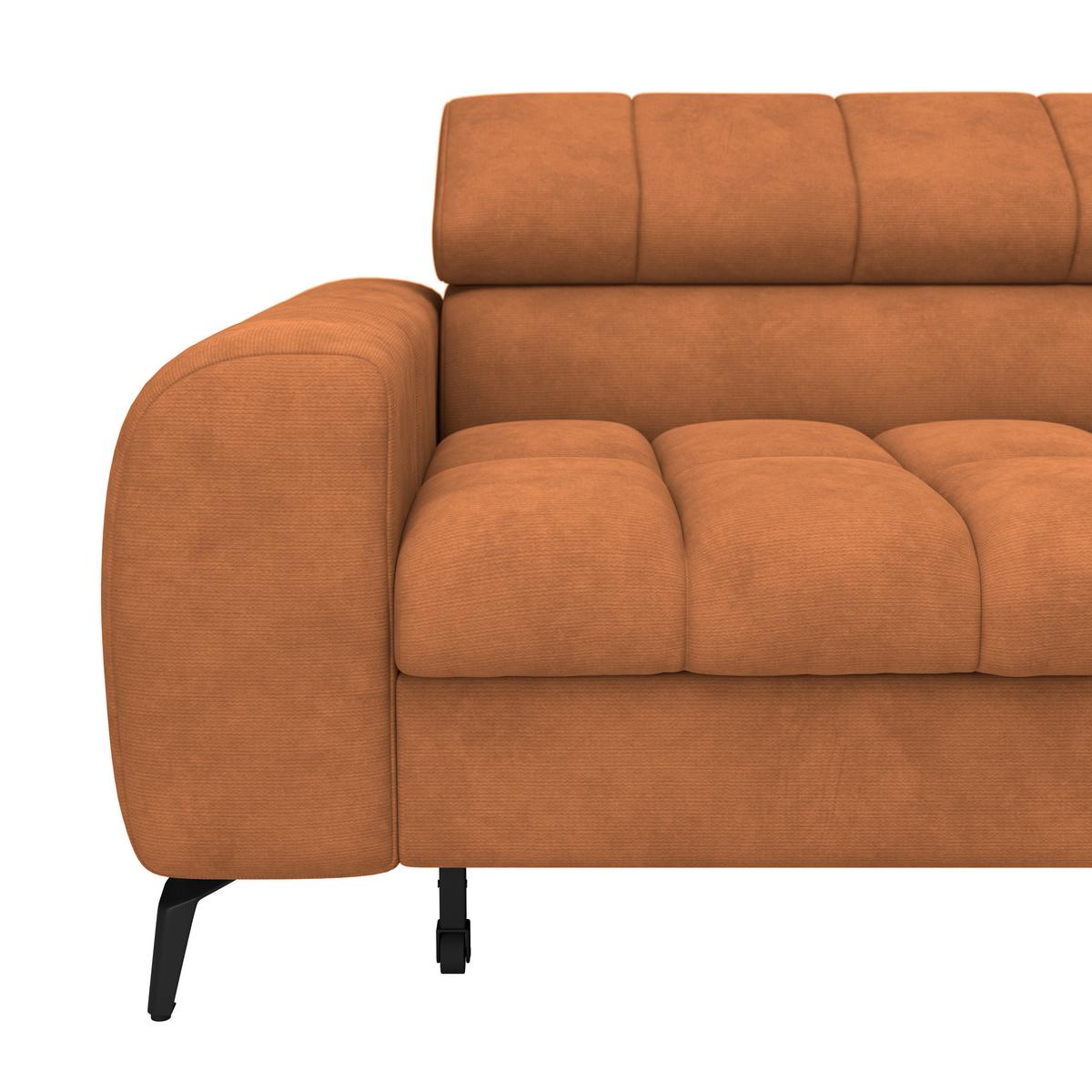 Ecksofa Volf Rechts New Rostfarben, S: 261x203 cm - Rostfarben/Schwarz, Trend, Kunststoff/Textil (261/203cm)